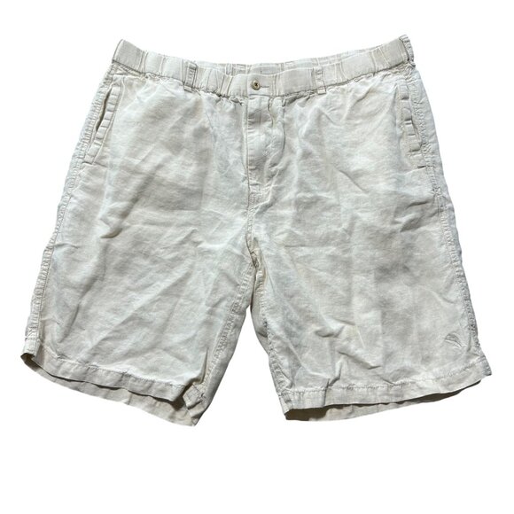 Tommy Bahama Mens 1X 100% Linen Bermuda Shorts Beige - Picture 1 of 9